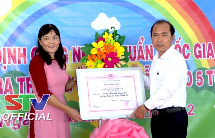 Trường Mầm non Hưng Lợi, huyện Thạnh Trị đón Bằng công nhận đạt chuẩn Quốc gia mức độ 2 